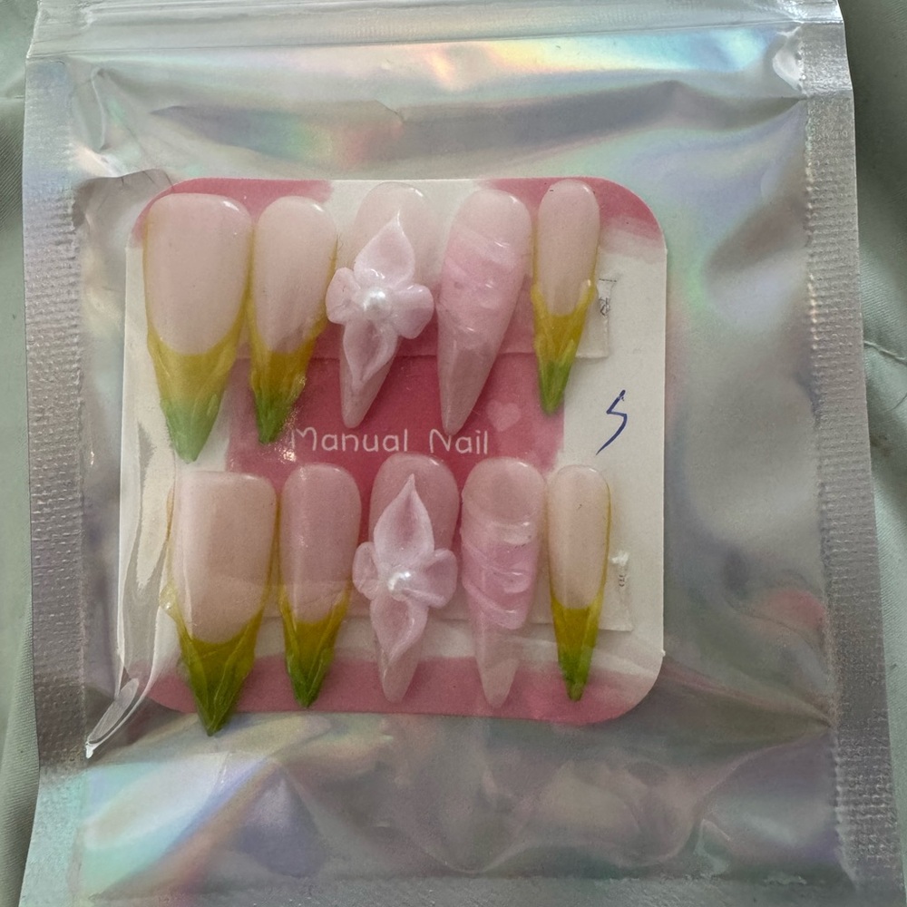 Pink and Green Party Nail Set